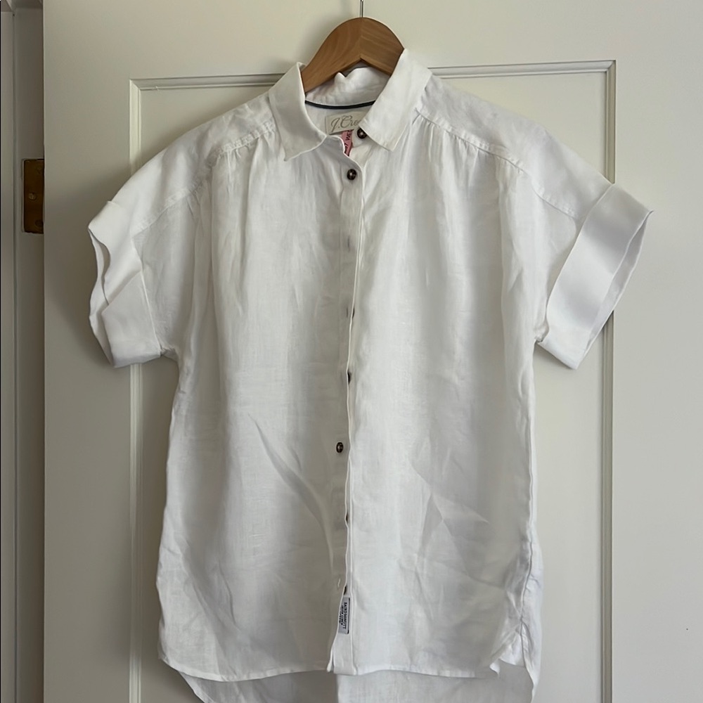 J. Crew White Short Sleeve Blouse
